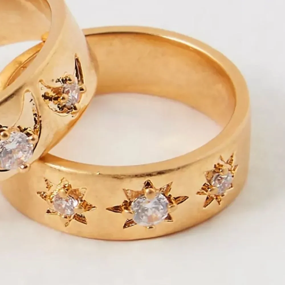 Free People Gold Plated Stella Ring Sz 8